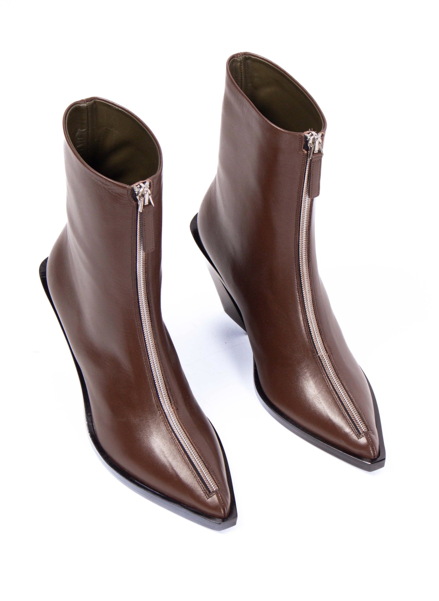 Eclair Zipper Boots Leather Marron