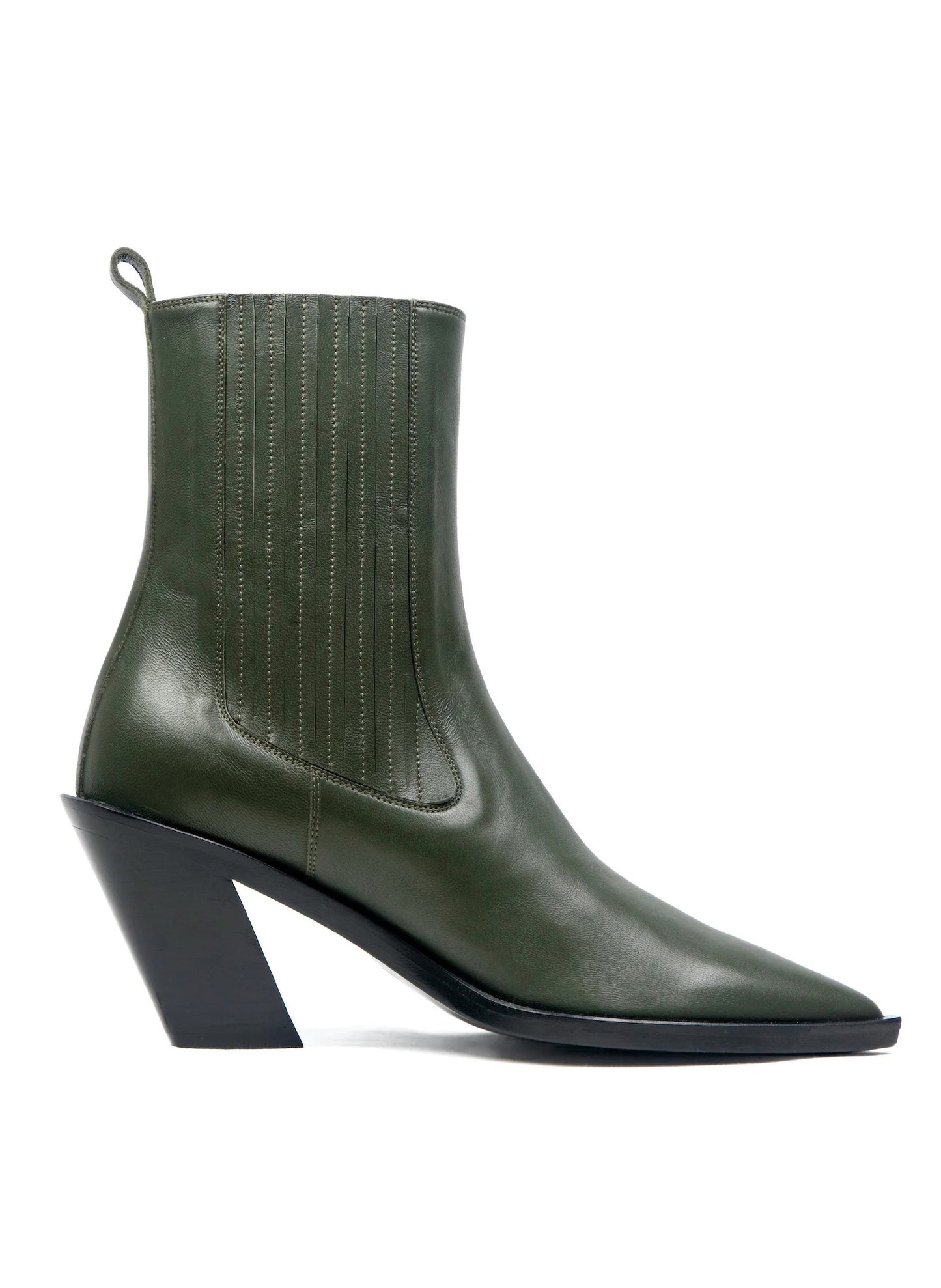 Boots Éclair Cuir Elastique Vert kaki