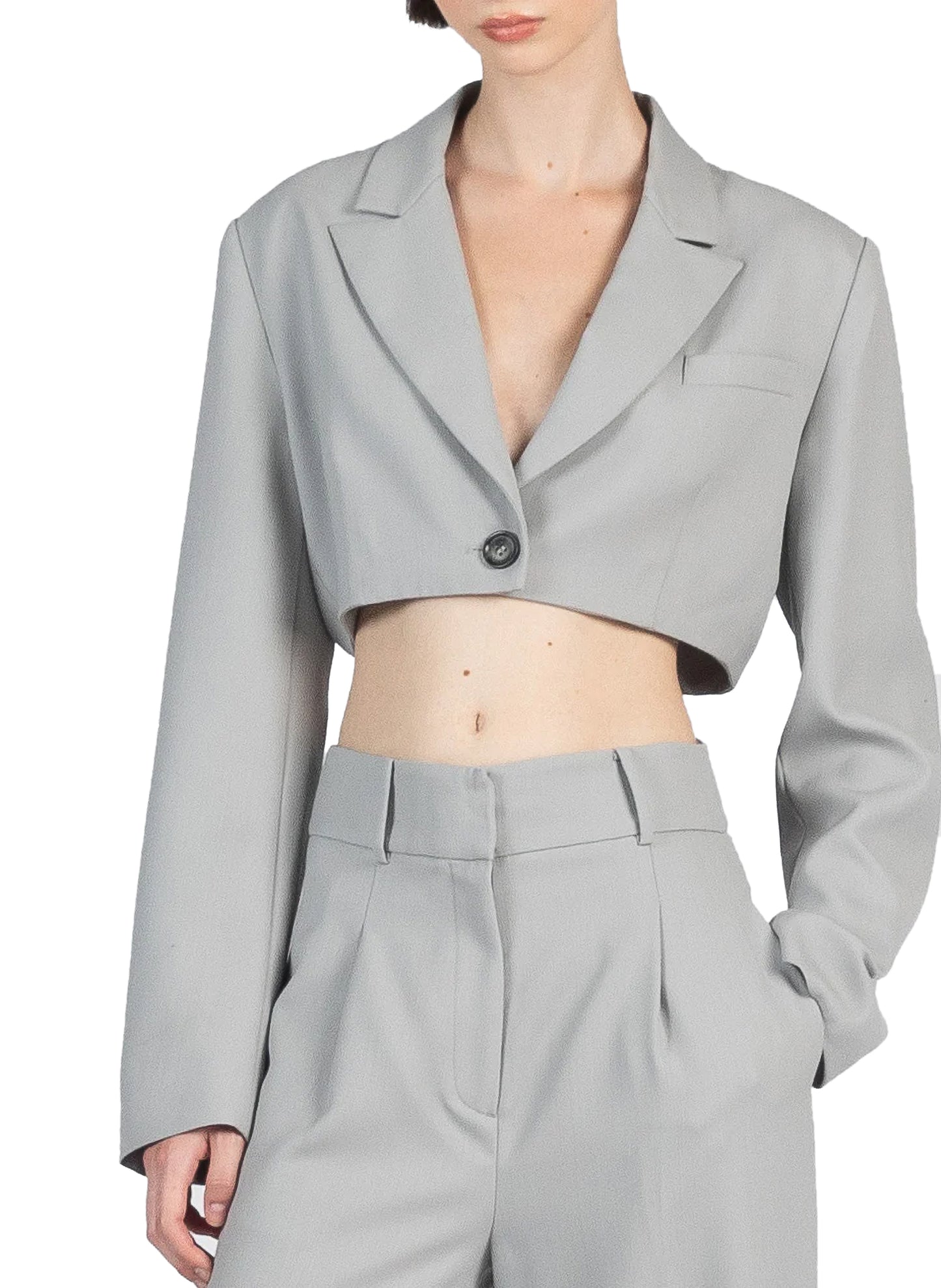 Cropped Tailored Jacket Grey