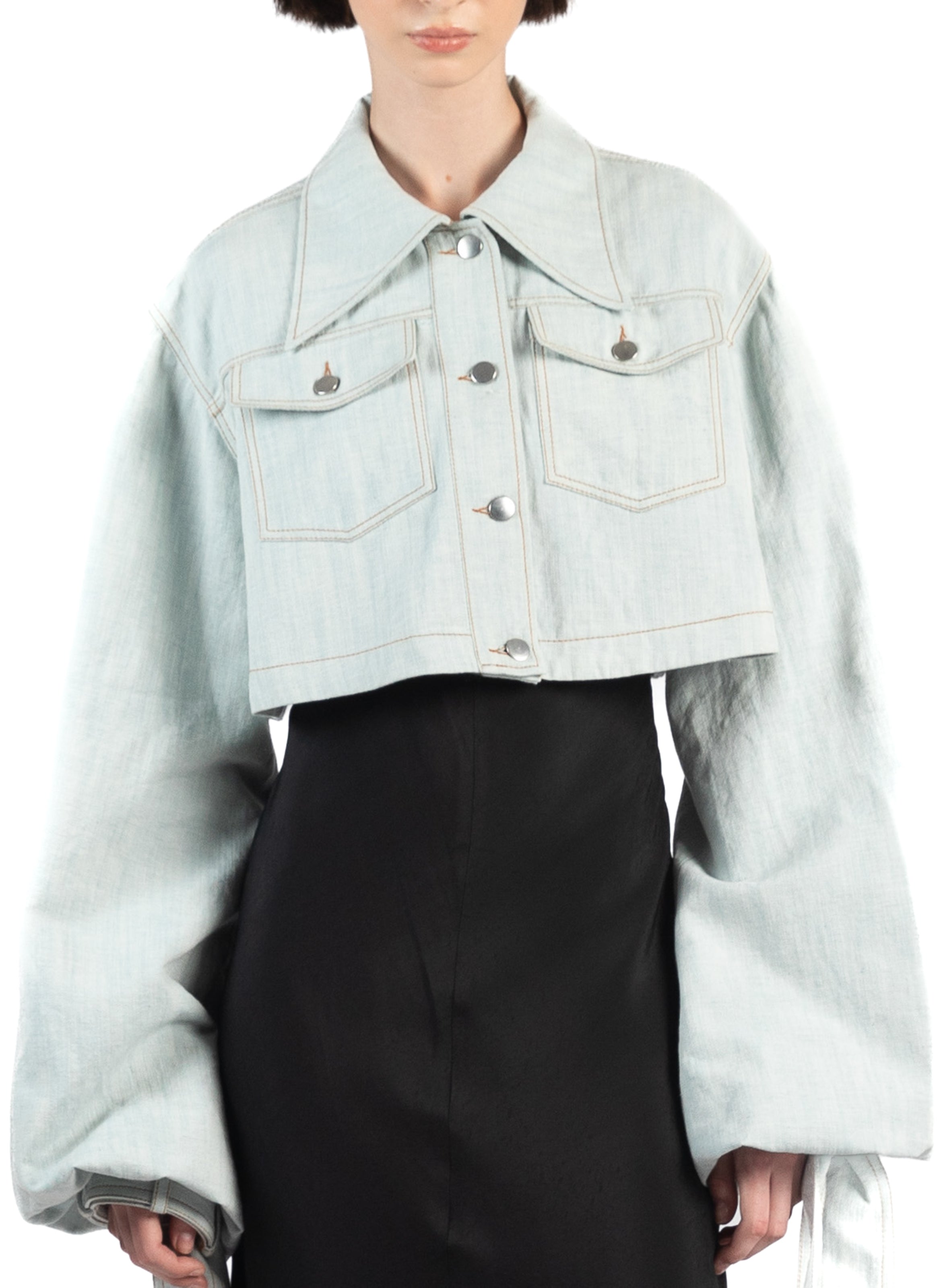 Denim Jacket with Maxi Sleeves/Light Blue – Elleme