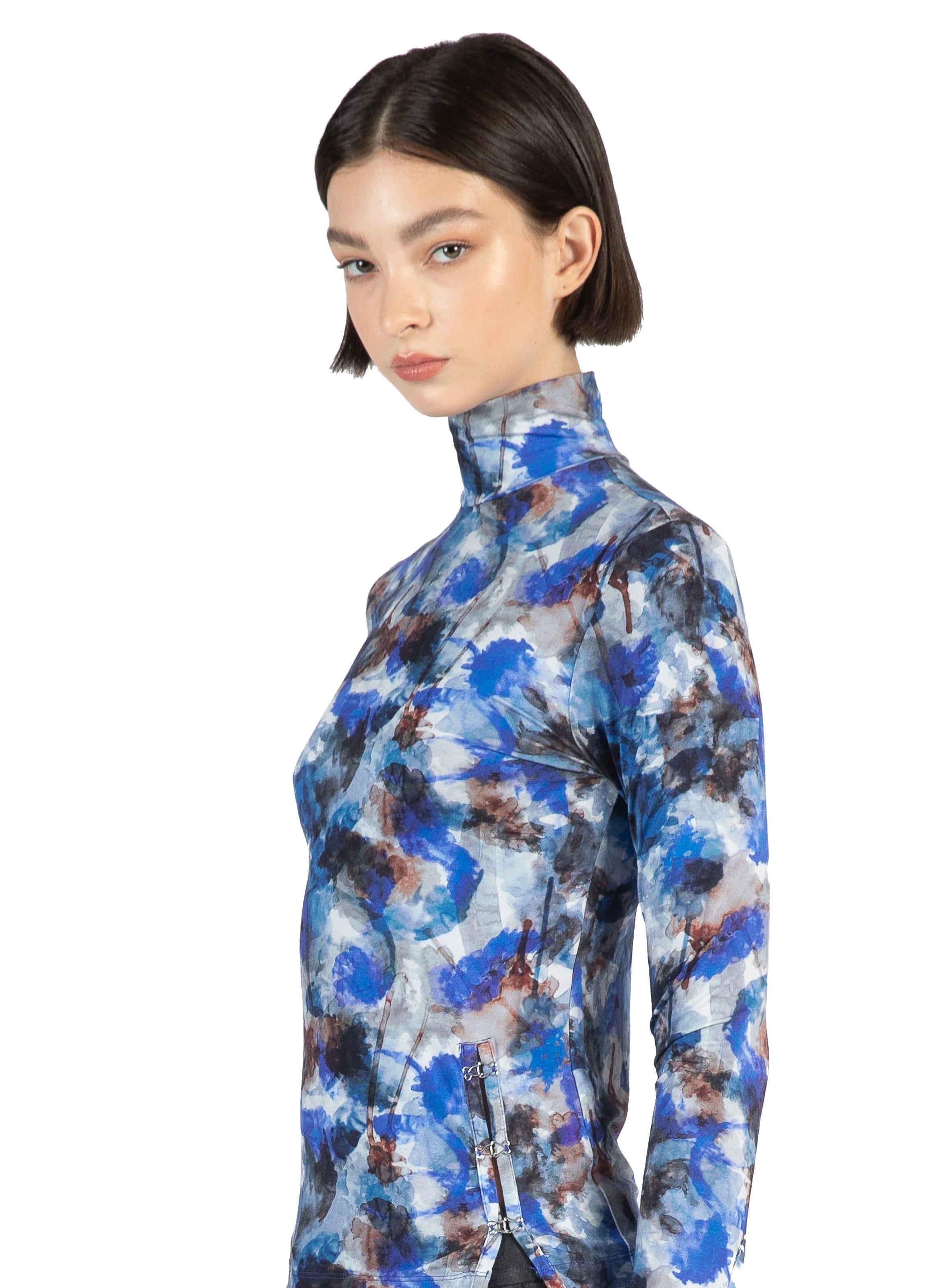 Patterned turtleneck top hotsell