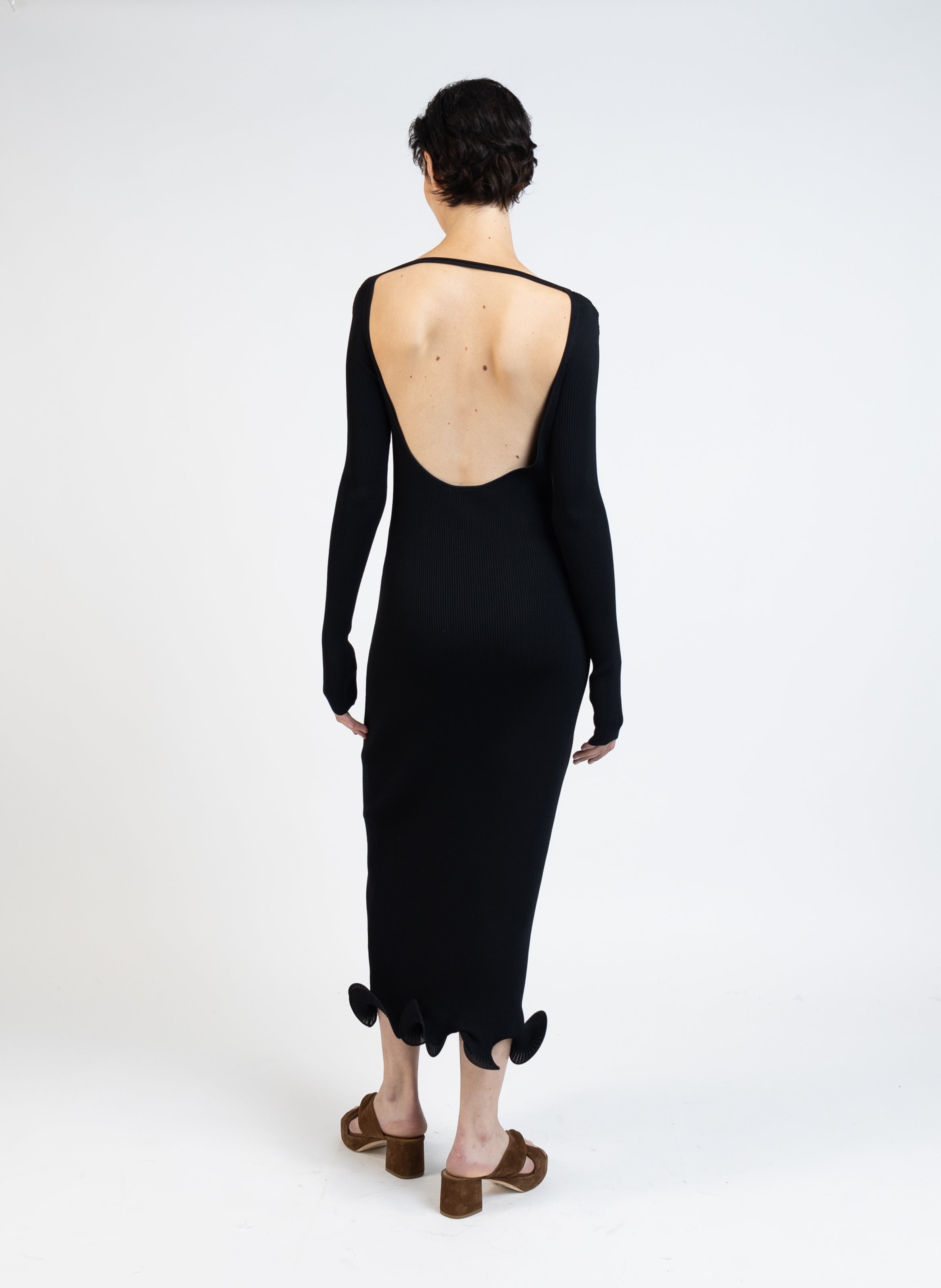 Long Sleeve Knit Dress/Black – Elleme