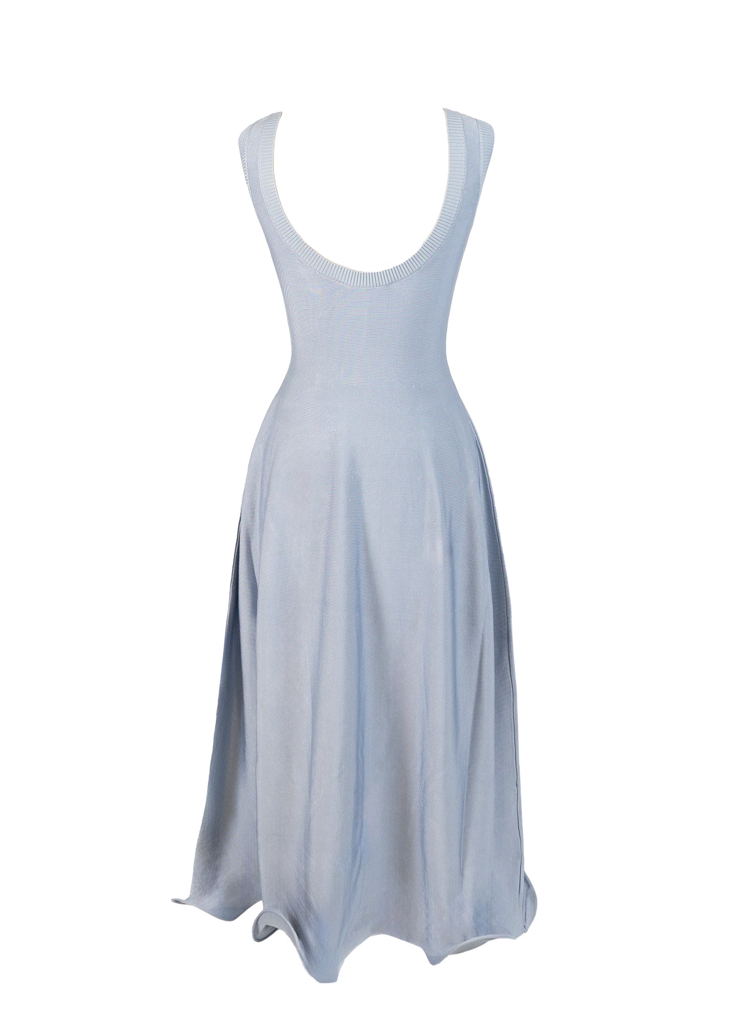 Wavy Skirt Knit Sleeveless Dress Blue