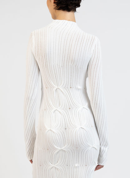 Robe à col roulé en tricot/Blanc