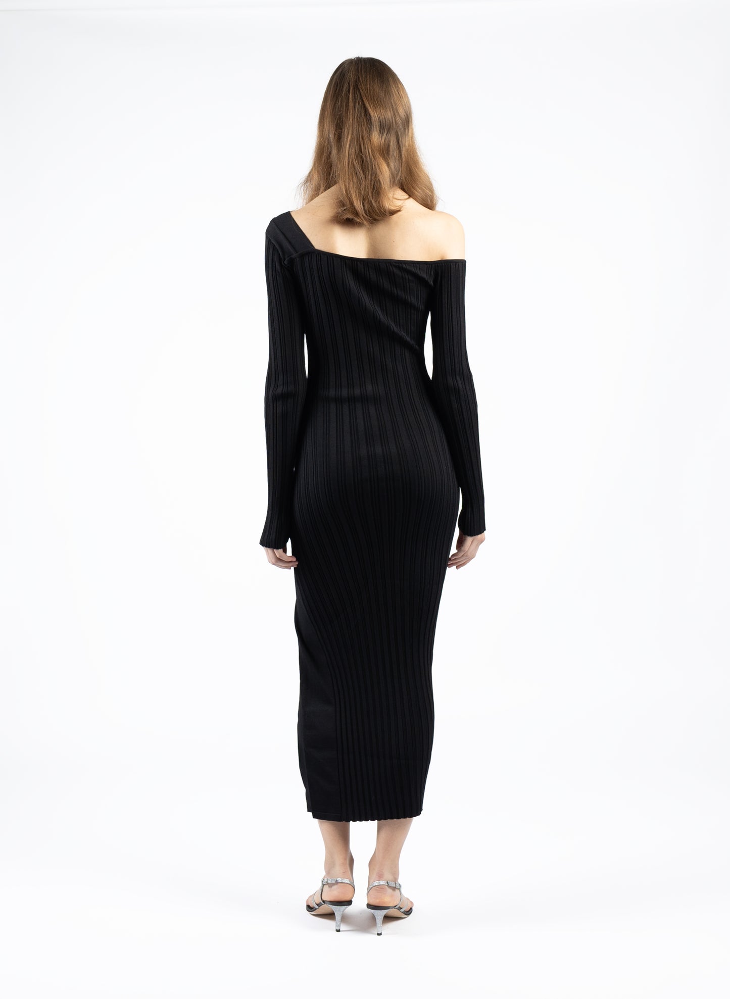 Asymmetric Fitted Dress Black