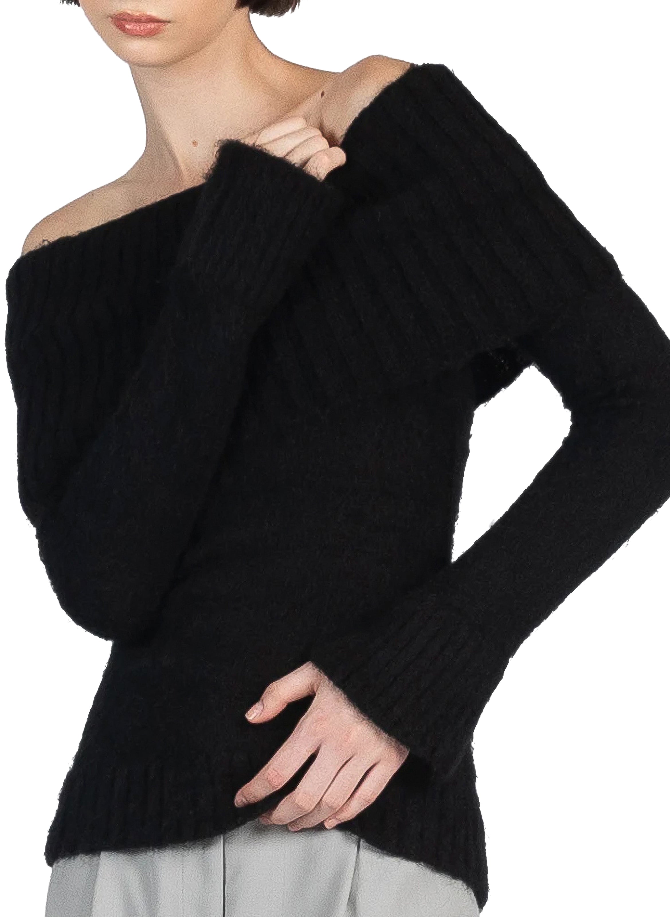 Black sweater off outlet shoulder