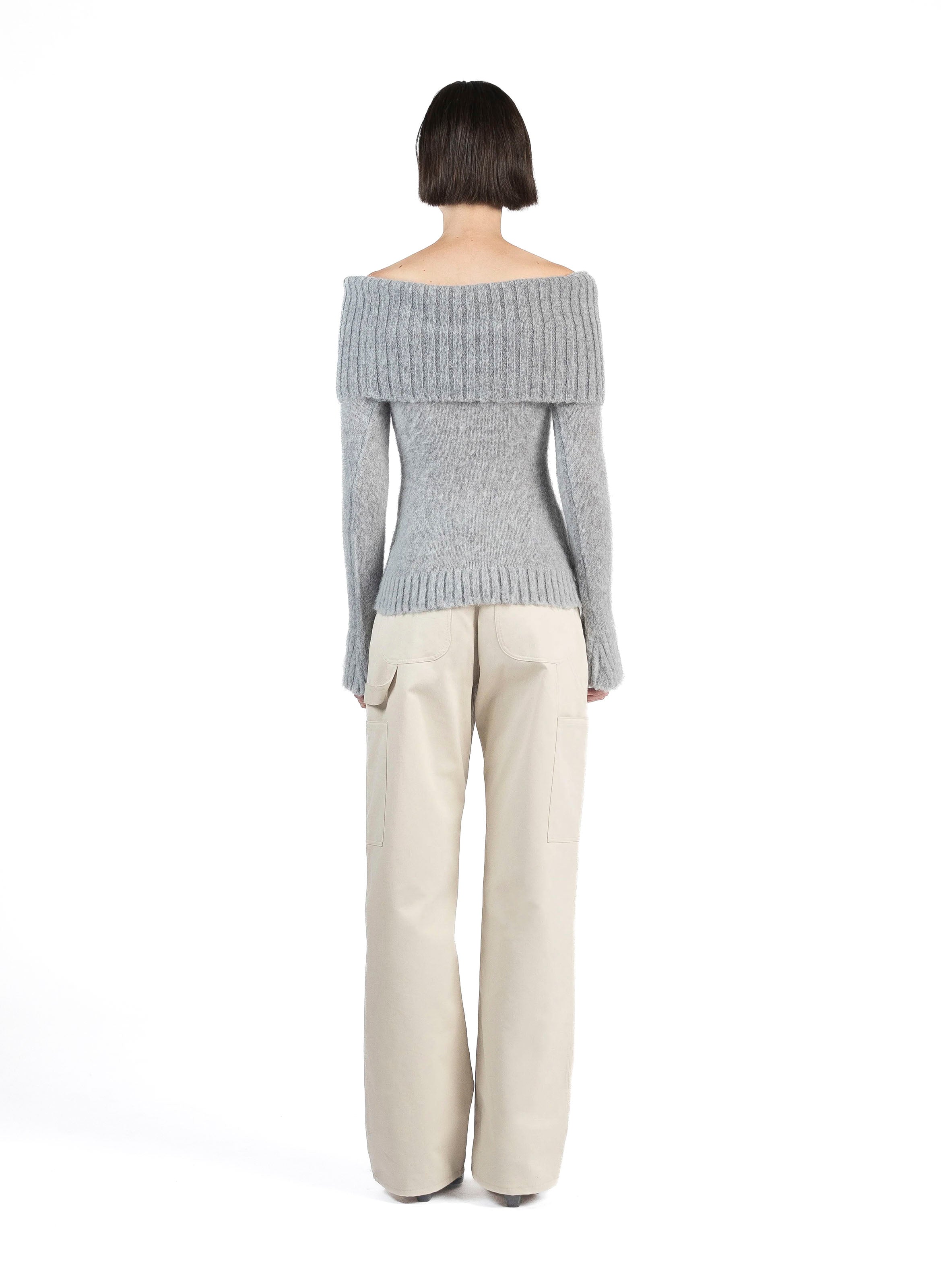 Grey off outlet the shoulder jumper