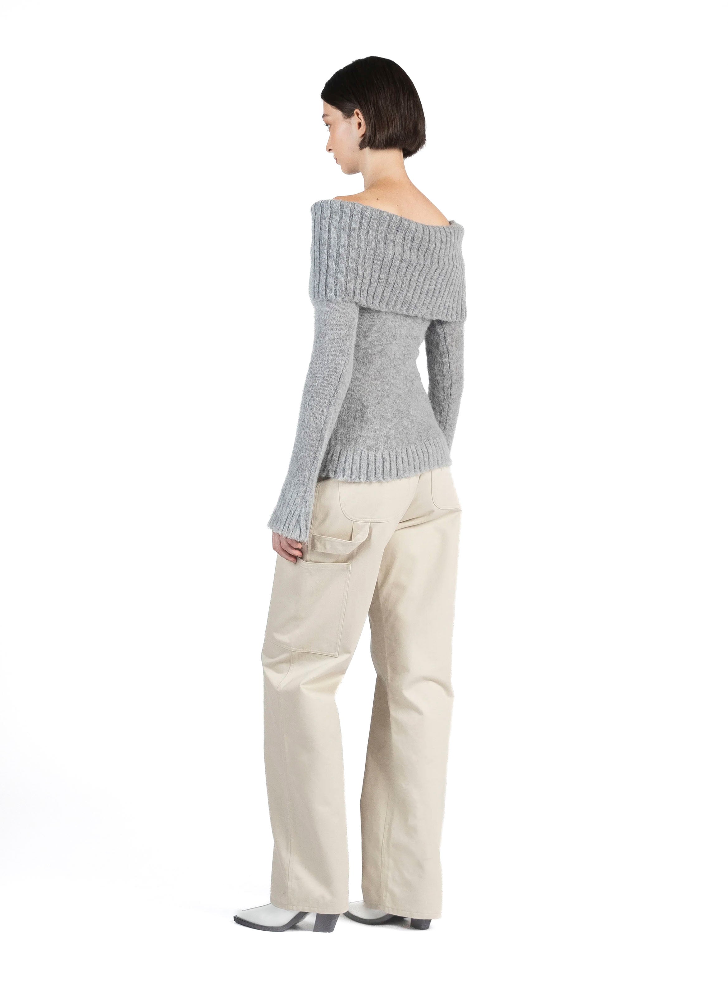 Mohair Off Shoulder Jumper Grey