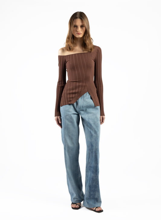 Asymmetric Fitted Jumper Brown