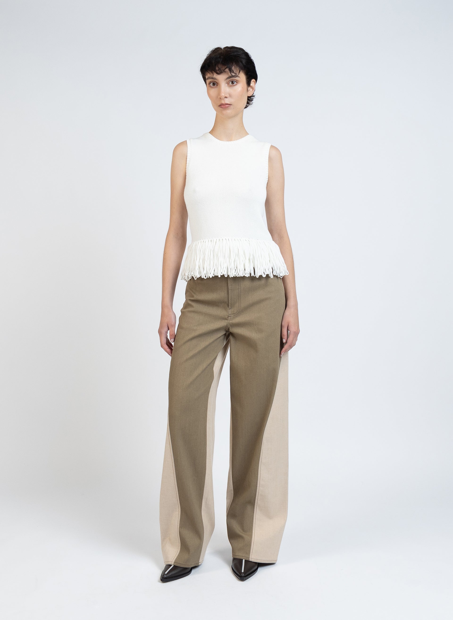 Knit top With Fringe/Off White – Elleme