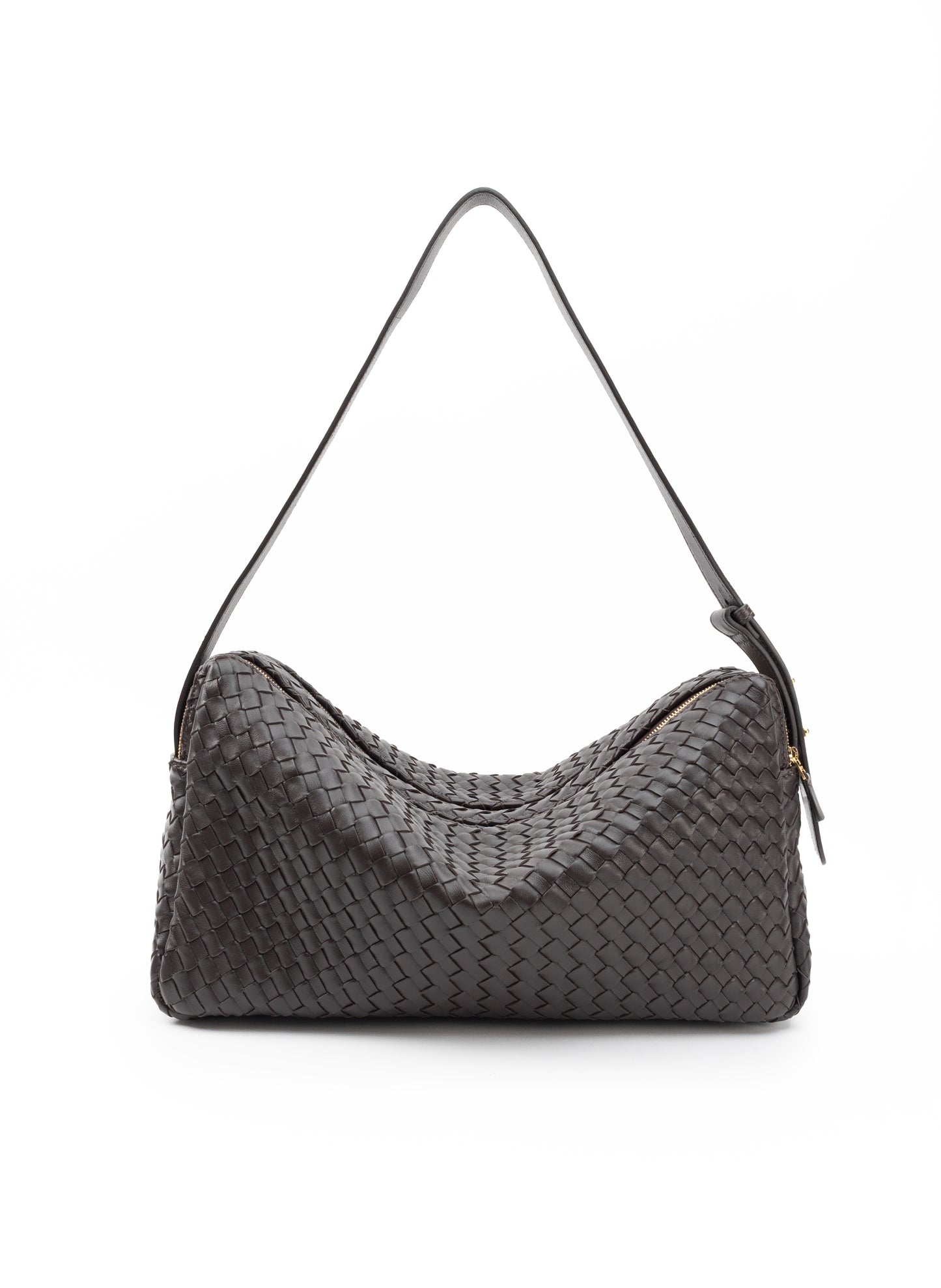 Trousse Large Woven Leather Dark Brown