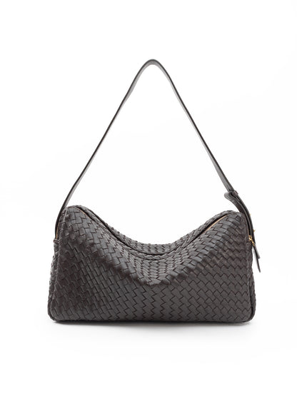 Trousse Large Woven Leather Dark Brown