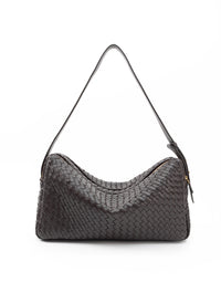 Trousse Large Woven Leather Dark Brown