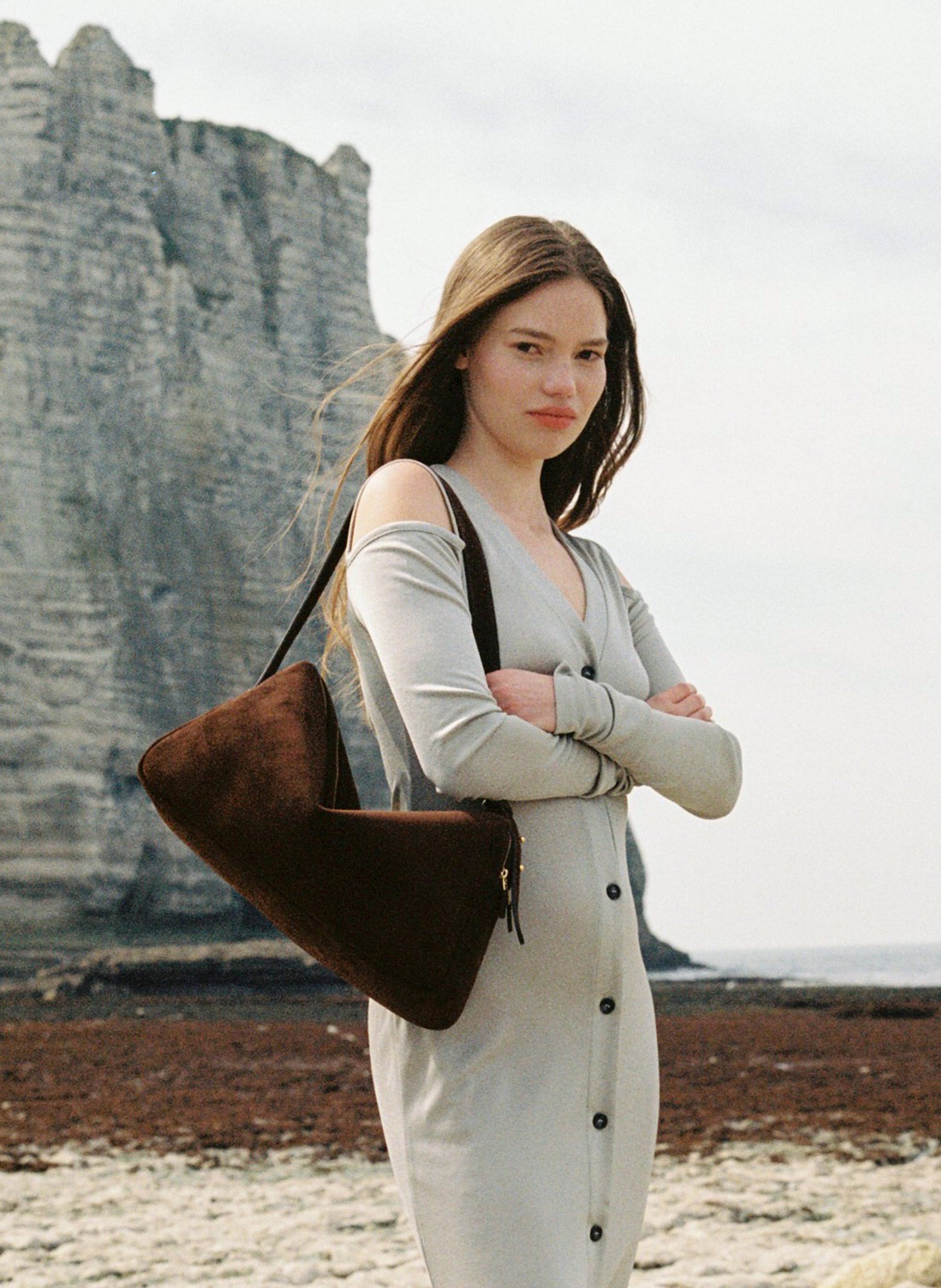 【Elleme】Trousse Large Suede Shoulder Bag Trousse Large Suede Brownie - Trendy Work Bags - Elleme