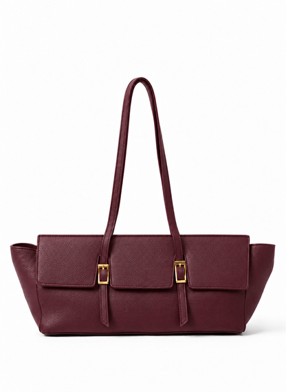 Le Bateau Large Pebbled Leather Burgundy - Gold