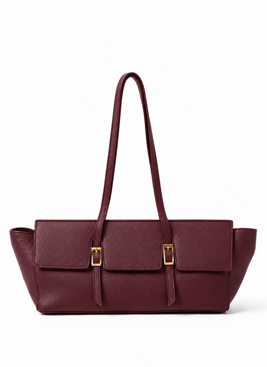 Le Bateau Large Pebbled Leather Burgundy - Gold