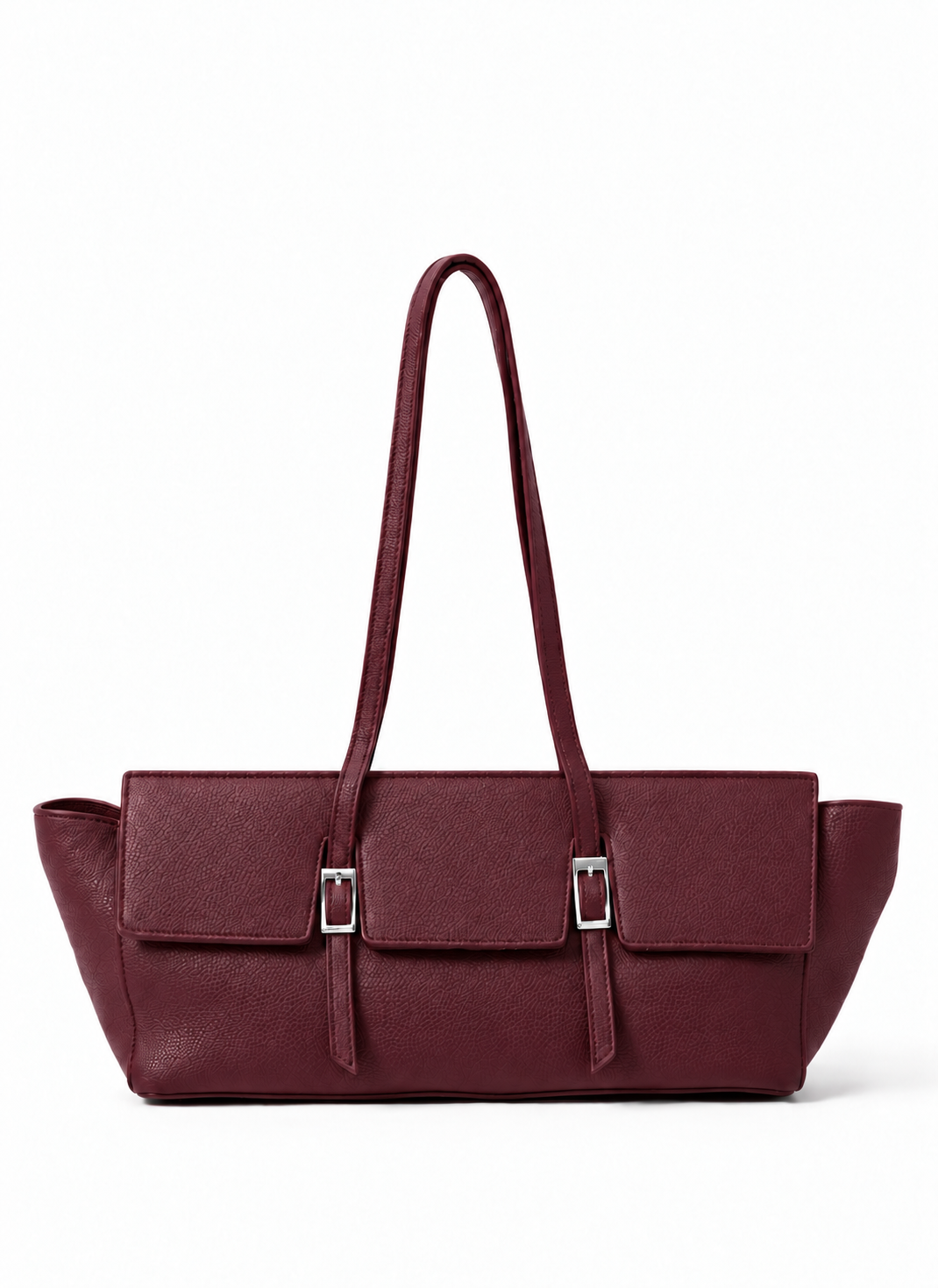 Le Bateau Large Pebbled Leather Burgundy Silver
