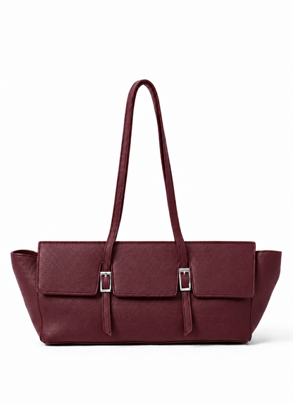 Le Bateau Large Pebbled Leather Burgundy - Silver