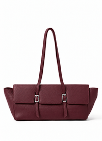 Le Bateau Large Pebbled Leather Burgundy - Silver