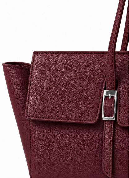 Le Bateau Large Pebbled Leather Burgundy - Silver