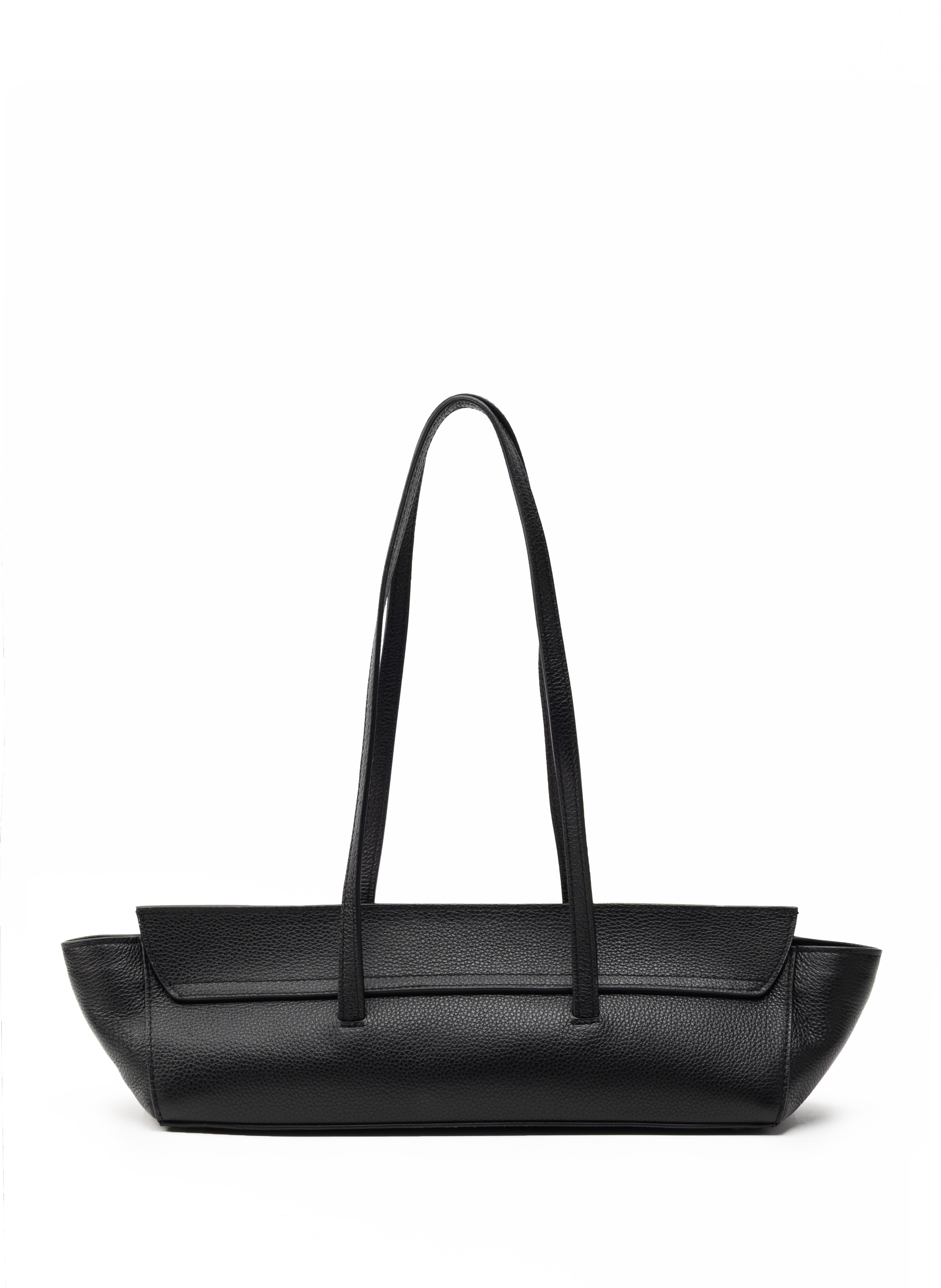 Le Bateau Pebbled Leather Black - French Bags for Women - Elleme