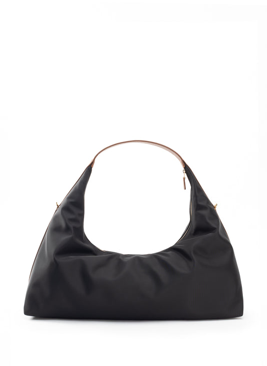 Le Nylon Large Nylon/Leather Trimming Black/Cognac