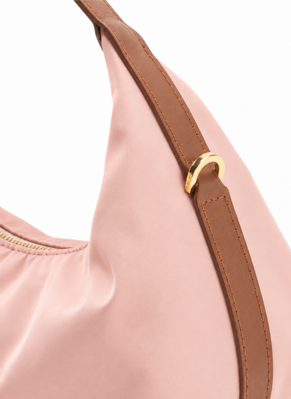 Le Nylon Medium Nylon/Leather Trimming Dust Pink/Cognac