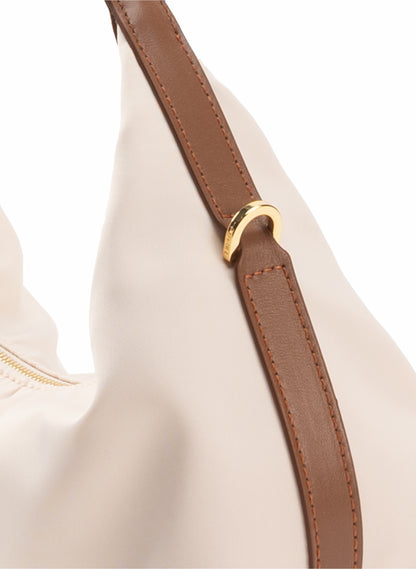 Le Nylon Small Nylon/Leather Trimming Beige/Cognac