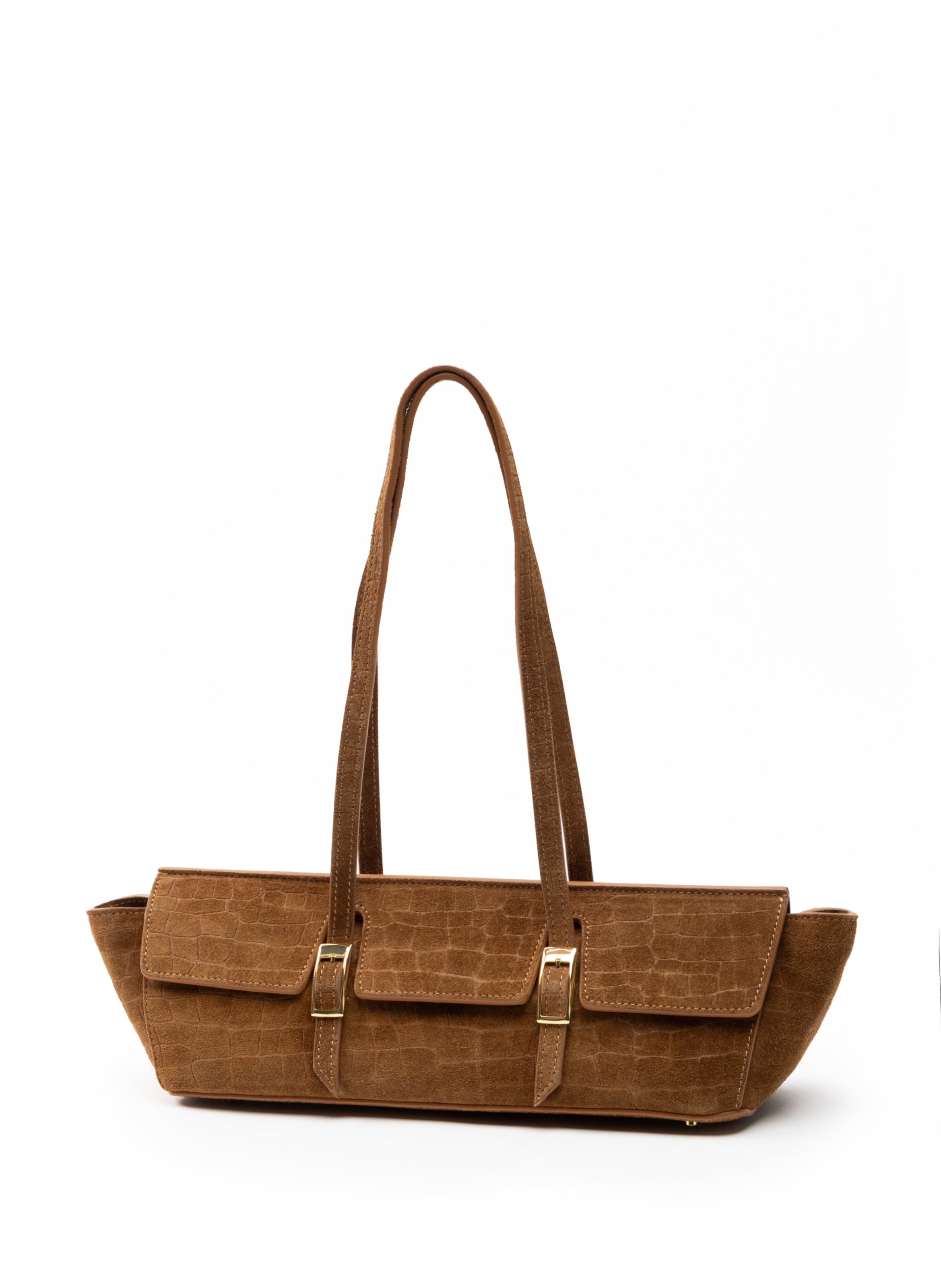 Le Bateau Croco Suede Cognac - French Bags for Women - Elleme