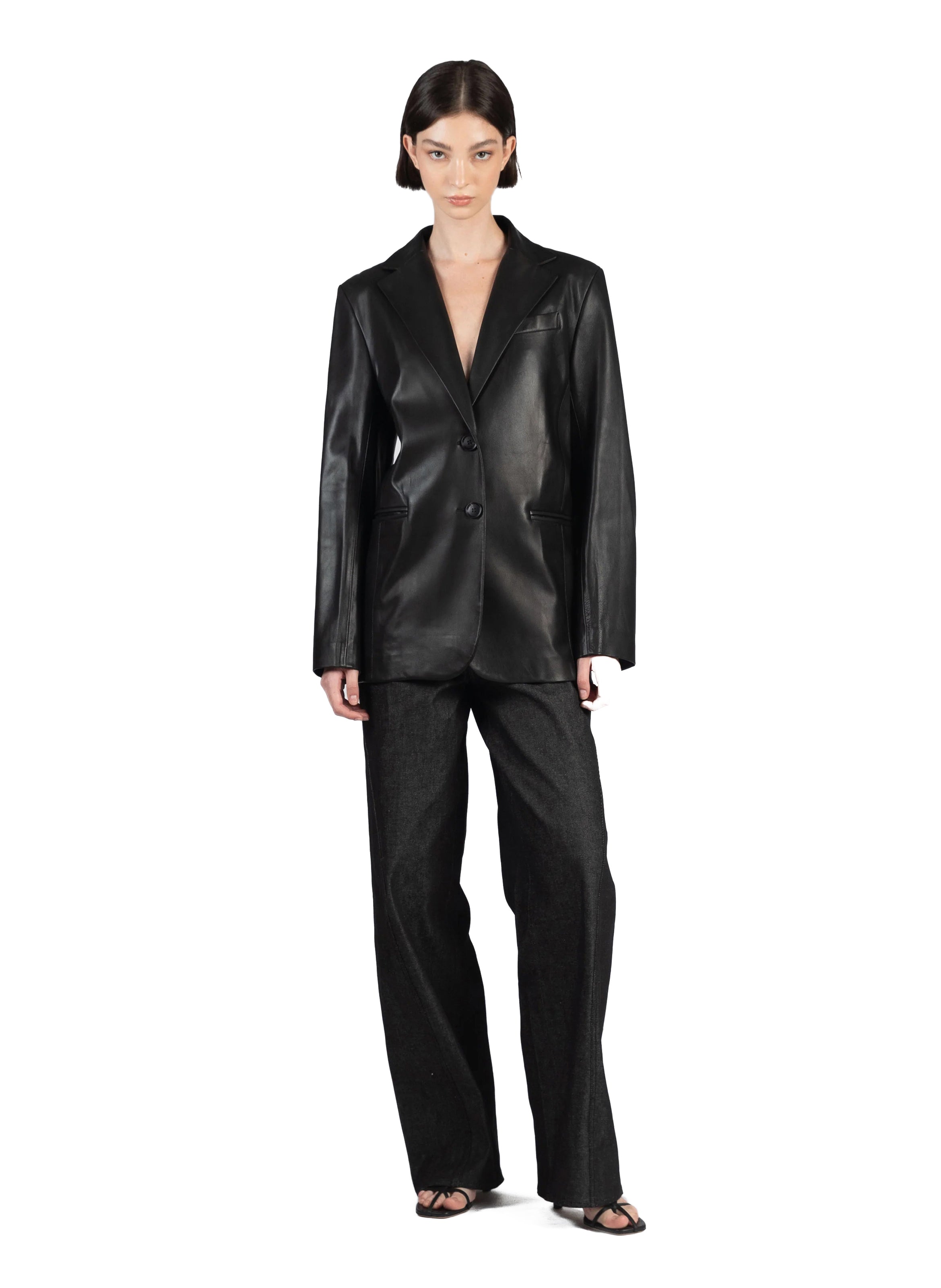 Leather Suit Jacket/Black – Elleme