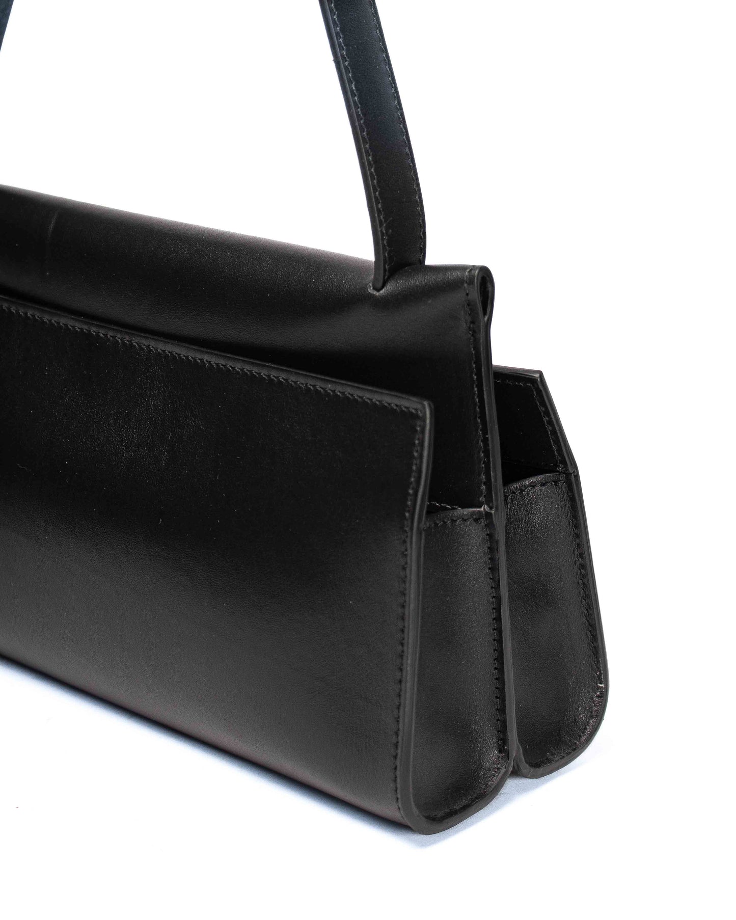 Cuir Papillon Long Noir/Points Noirs