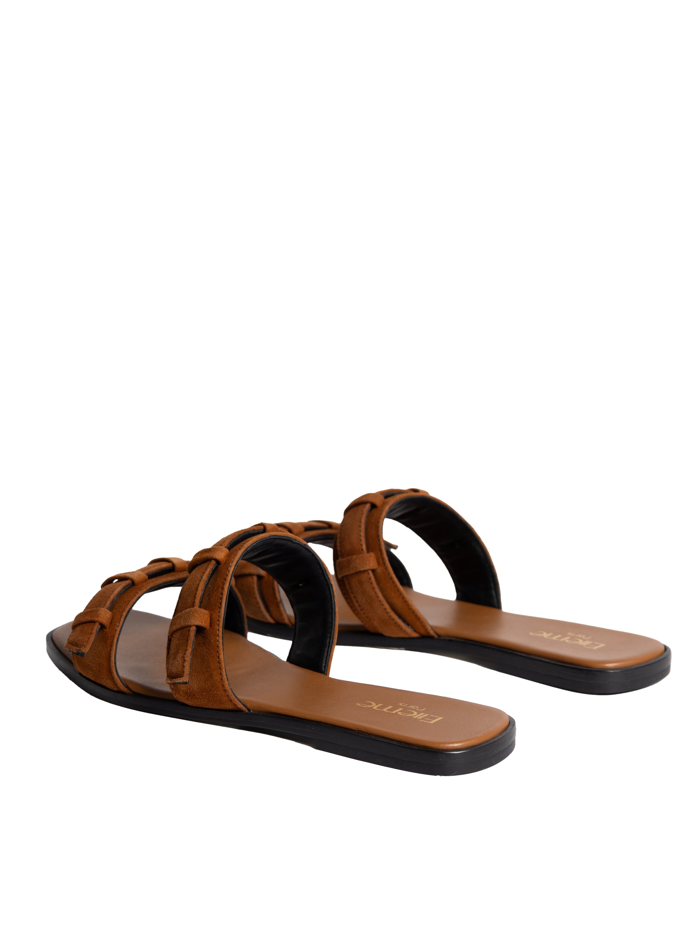サンダル・ミュール ELLEME Women Sandals LOOP PLATFORM SLINGBACK LEATHER BLACK b Loop Flat Sandal Suede Cognac – Elleme