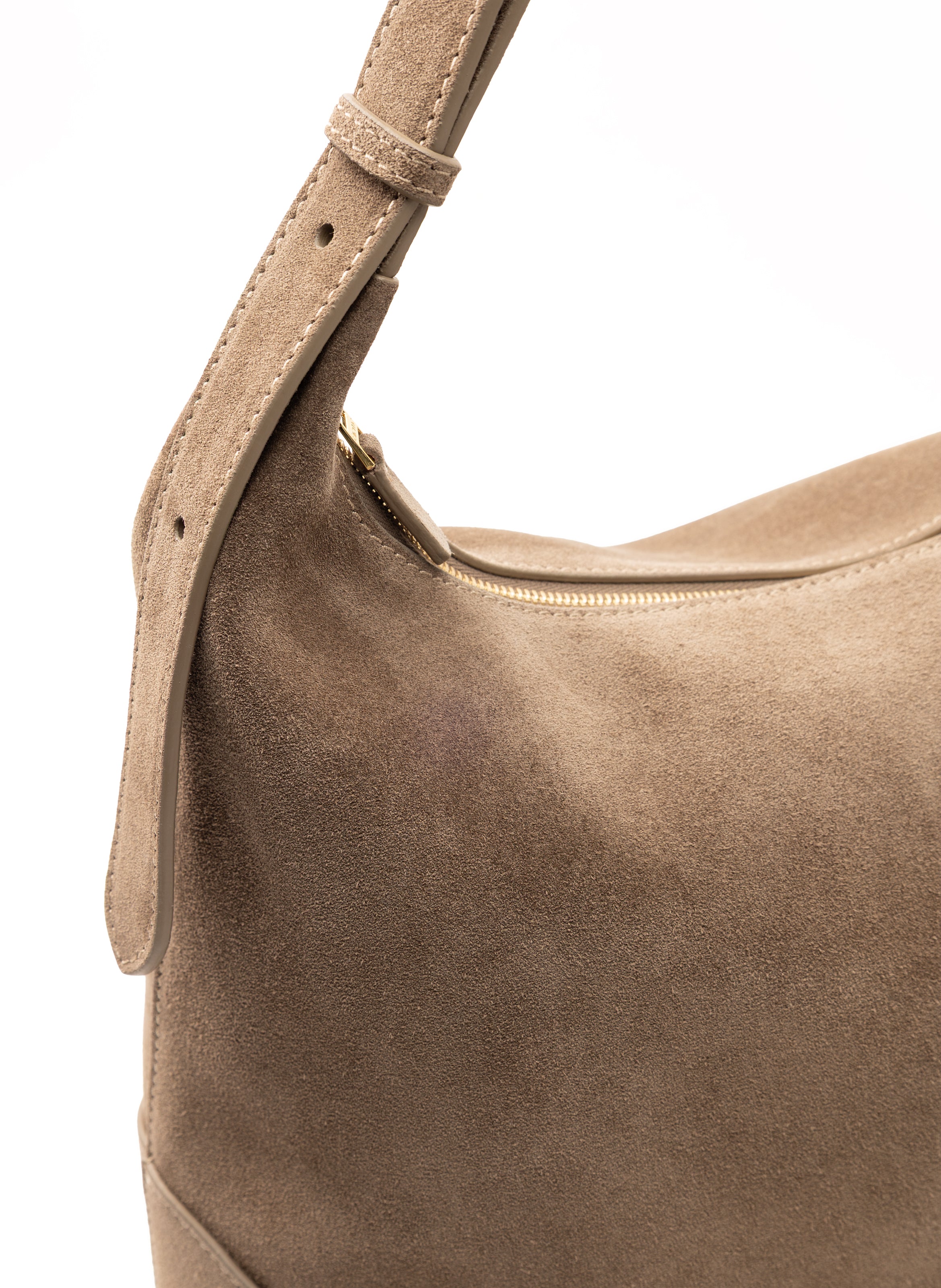 Loop Large Suede Taupe - Shoulder Bag - Elleme