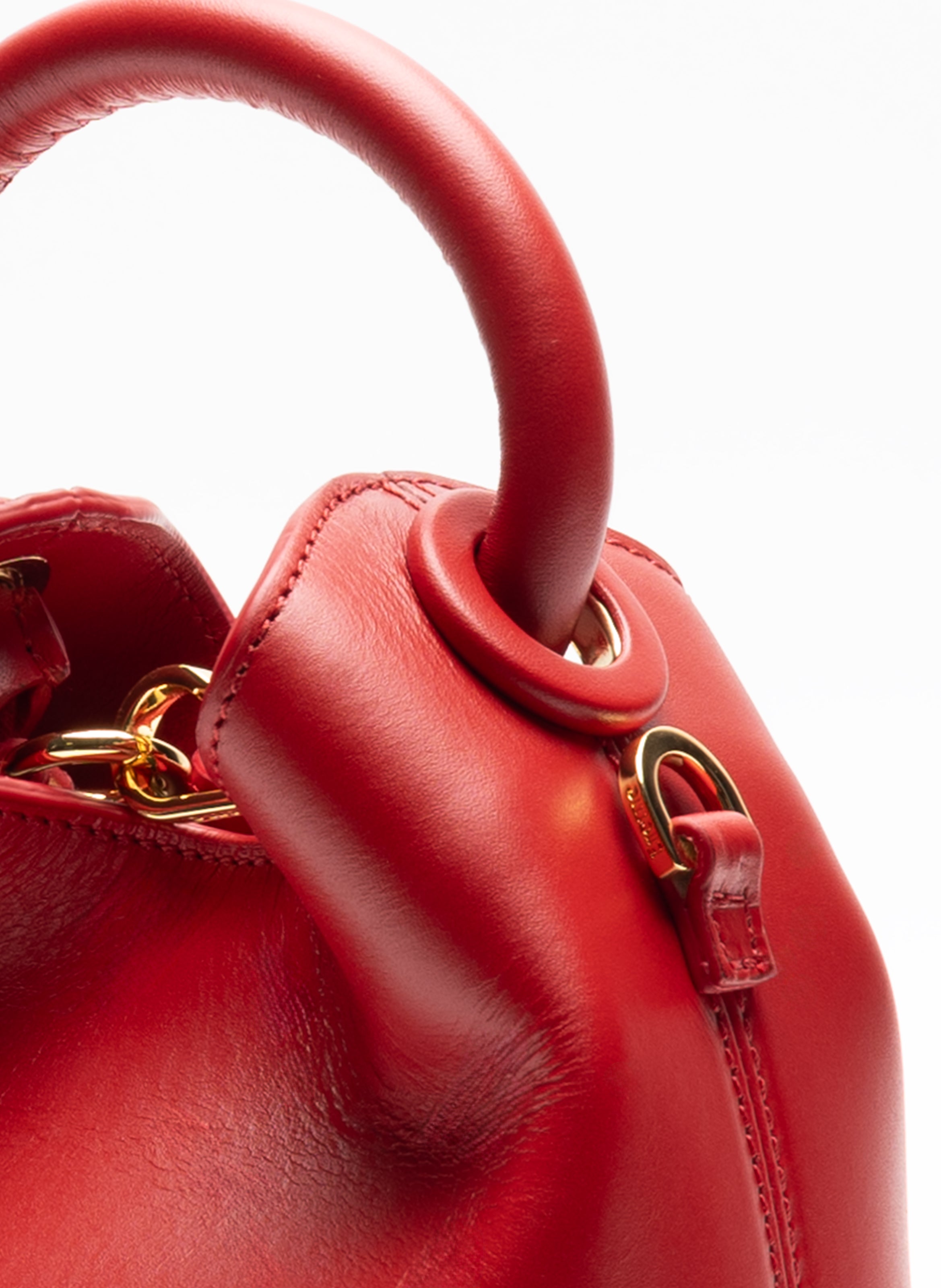 Madeleine Leather Red - Top Handle Handbag for Women - Elleme