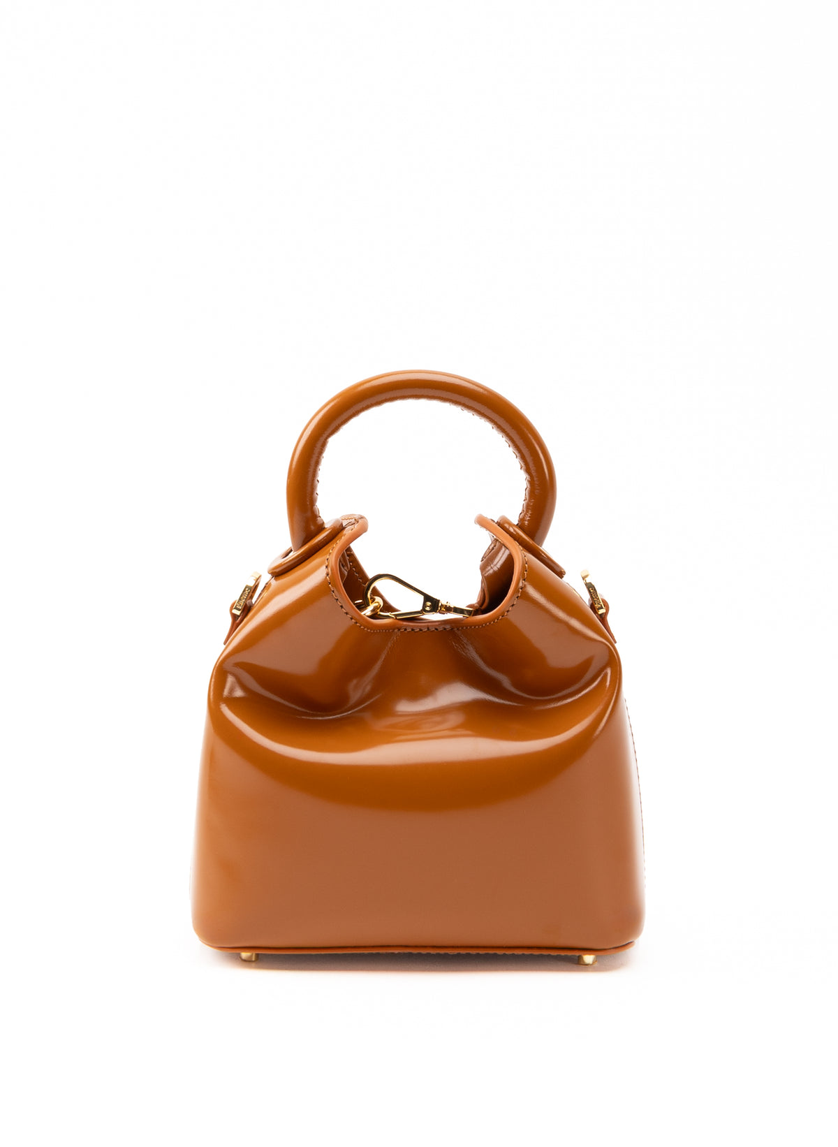 Madeleine Patent Leather Caramel - Minimalist Leather Bag - Elleme