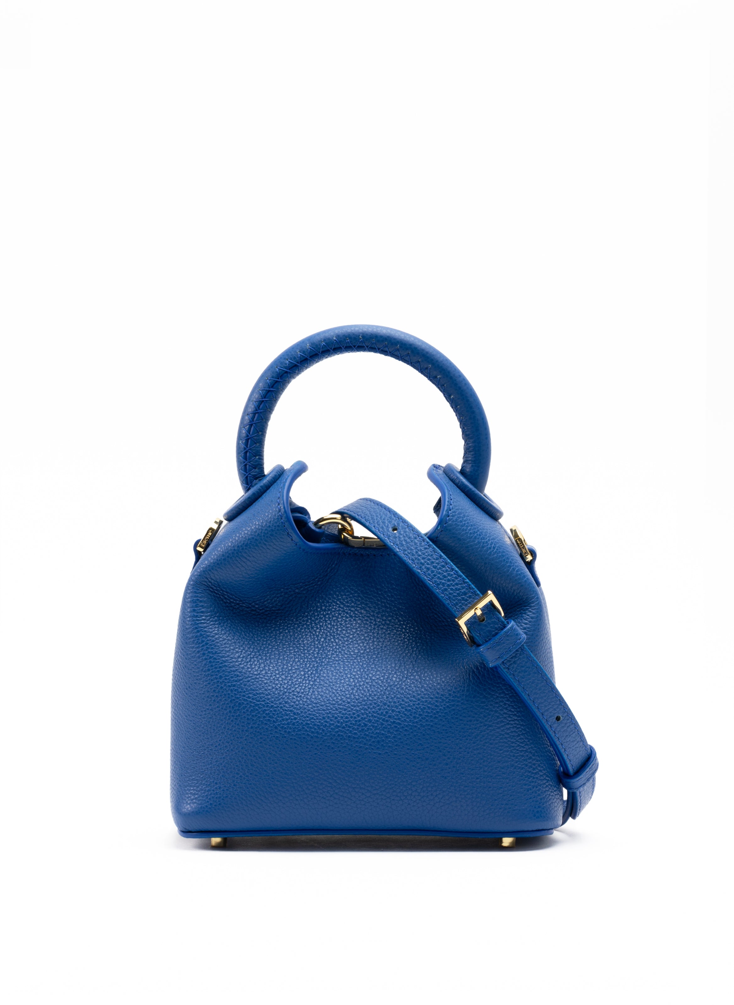 Madeleine Pebbled Leather Azure Blue - French Leather Bags - Elleme