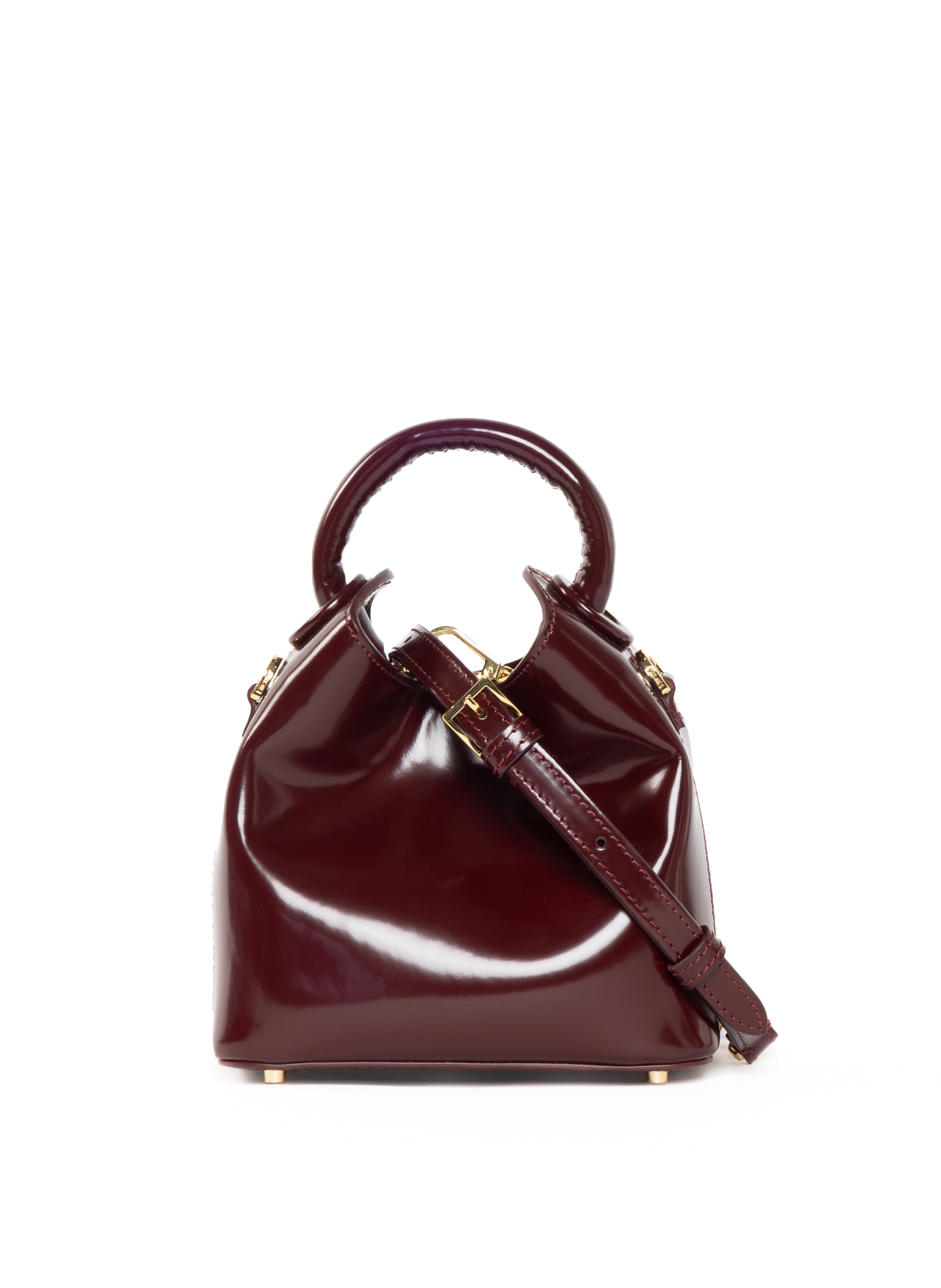 Madeleine Patent Leather Wine - Minimalist Leather Bag - Elleme