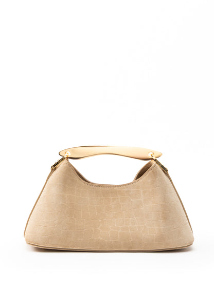 Mini Boomerang Croco Suede Beige