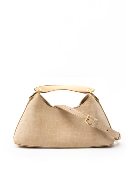 Mini Boomerang Croco Suede Beige