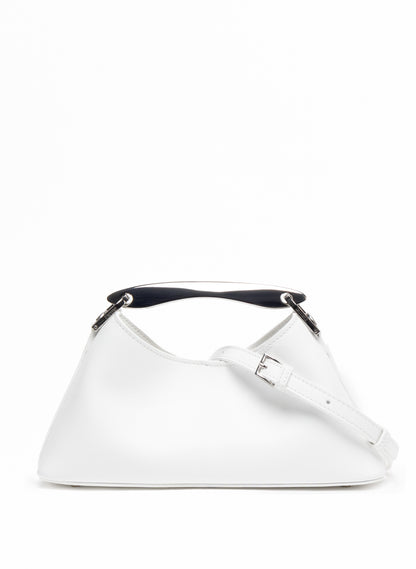 Mini Boomerang Leather White - Silver