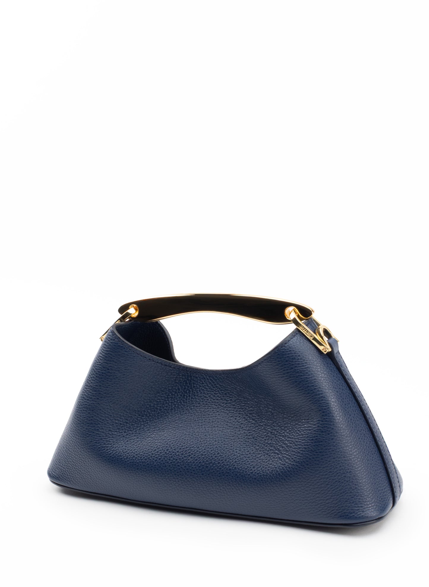 Mini Boomerang Pebbled Leather Navy