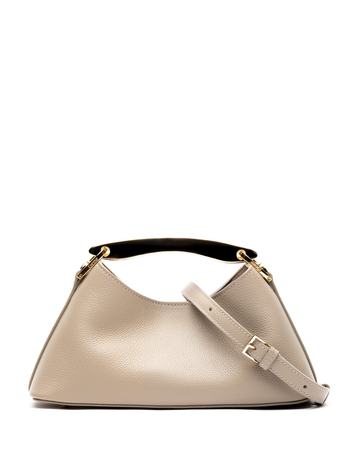 Mini Boomerang genarbtes Leder Taupe - Gold