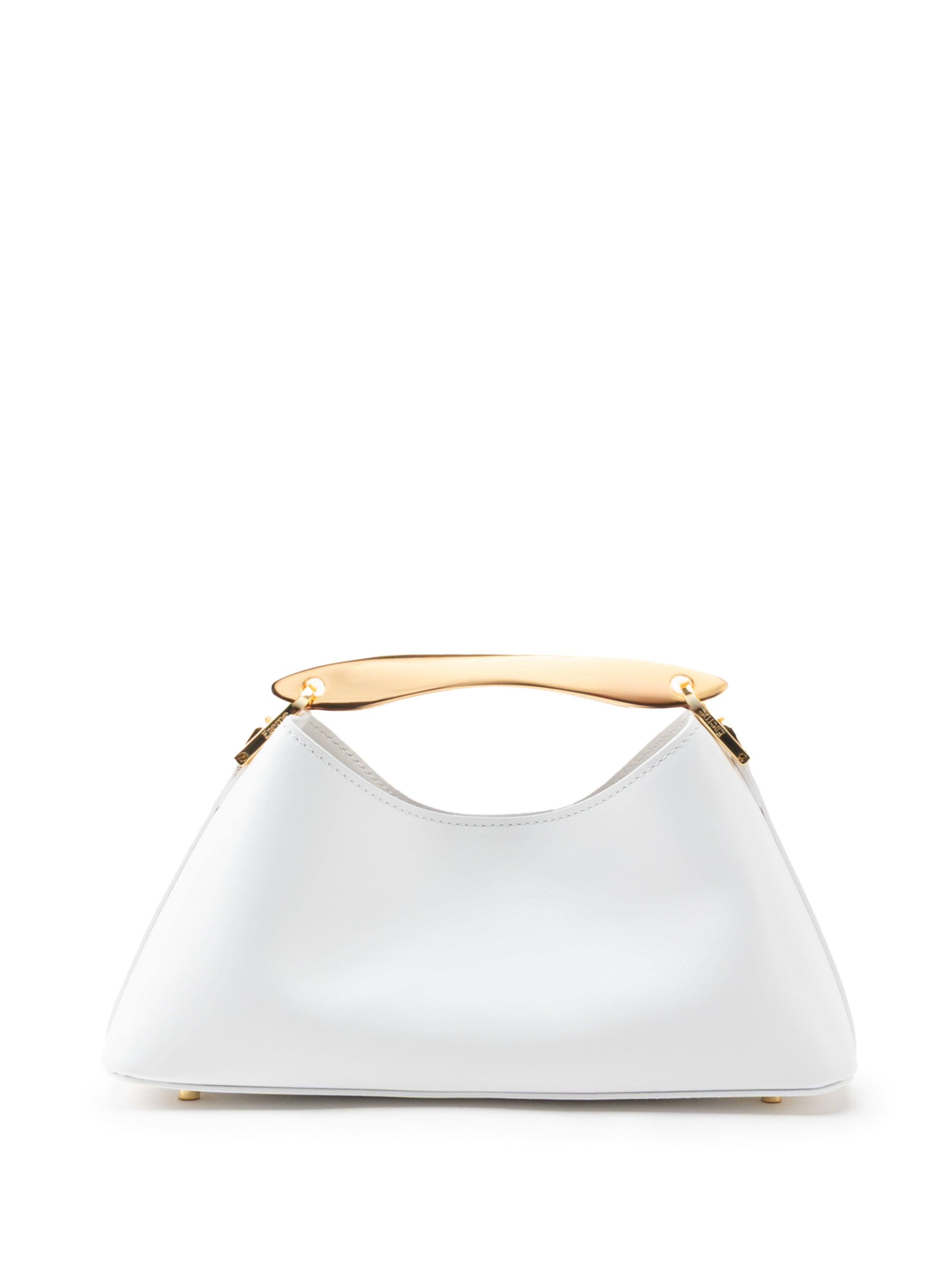 Mini Boomerang Leather White Gold Handle - Cute Leather Mini Bag Mini Boomerang Leather White Gold Handle - Cute Leather Mini Bag