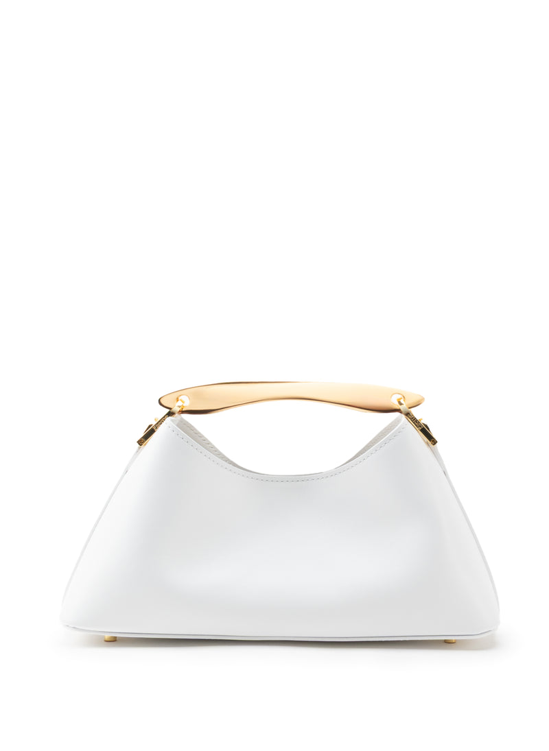 Mini Boomerang Leather White - Gold