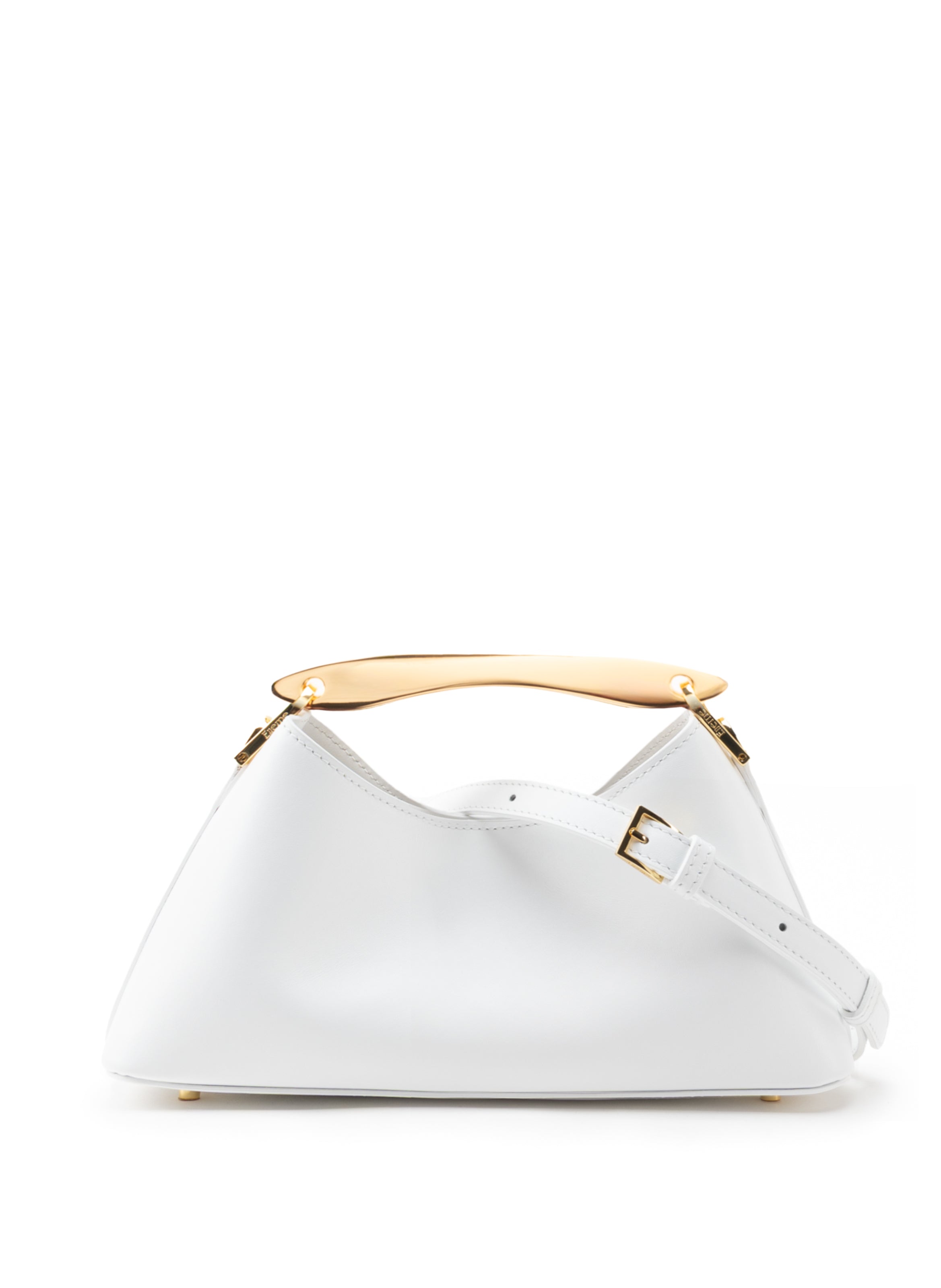 elleme MINI BOOMERANG レザー　オフホワイト Mini Boomerang Leather White Gold Handle - Cute Leather Mini Bag