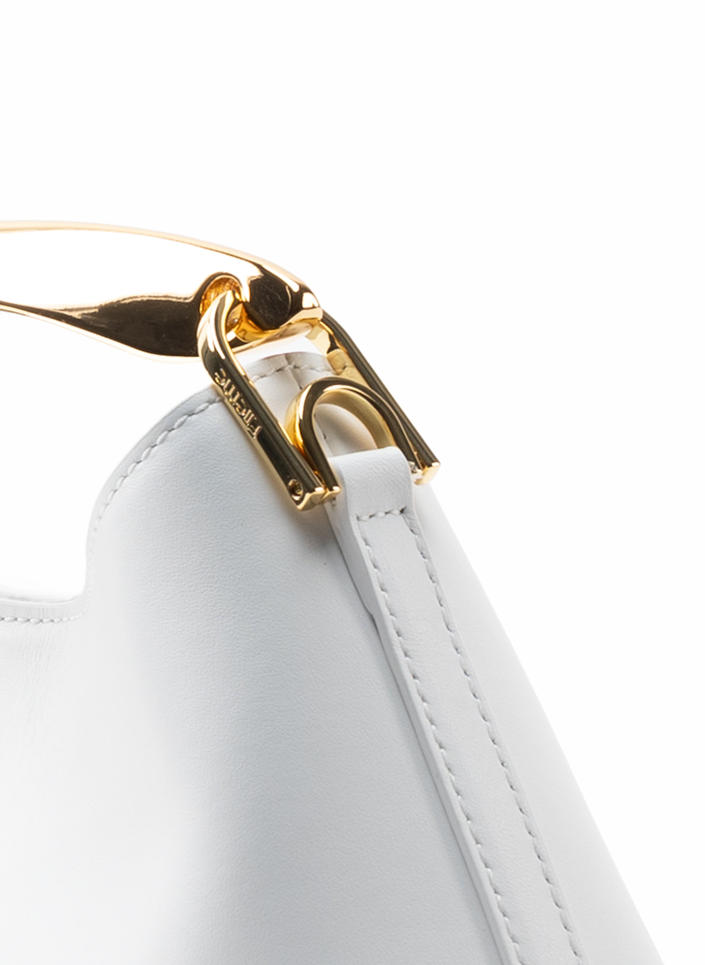 elleme MINI BOOMERANG レザー　オフホワイト Mini Boomerang Leather White Gold Handle - Cute Leather Mini Bag