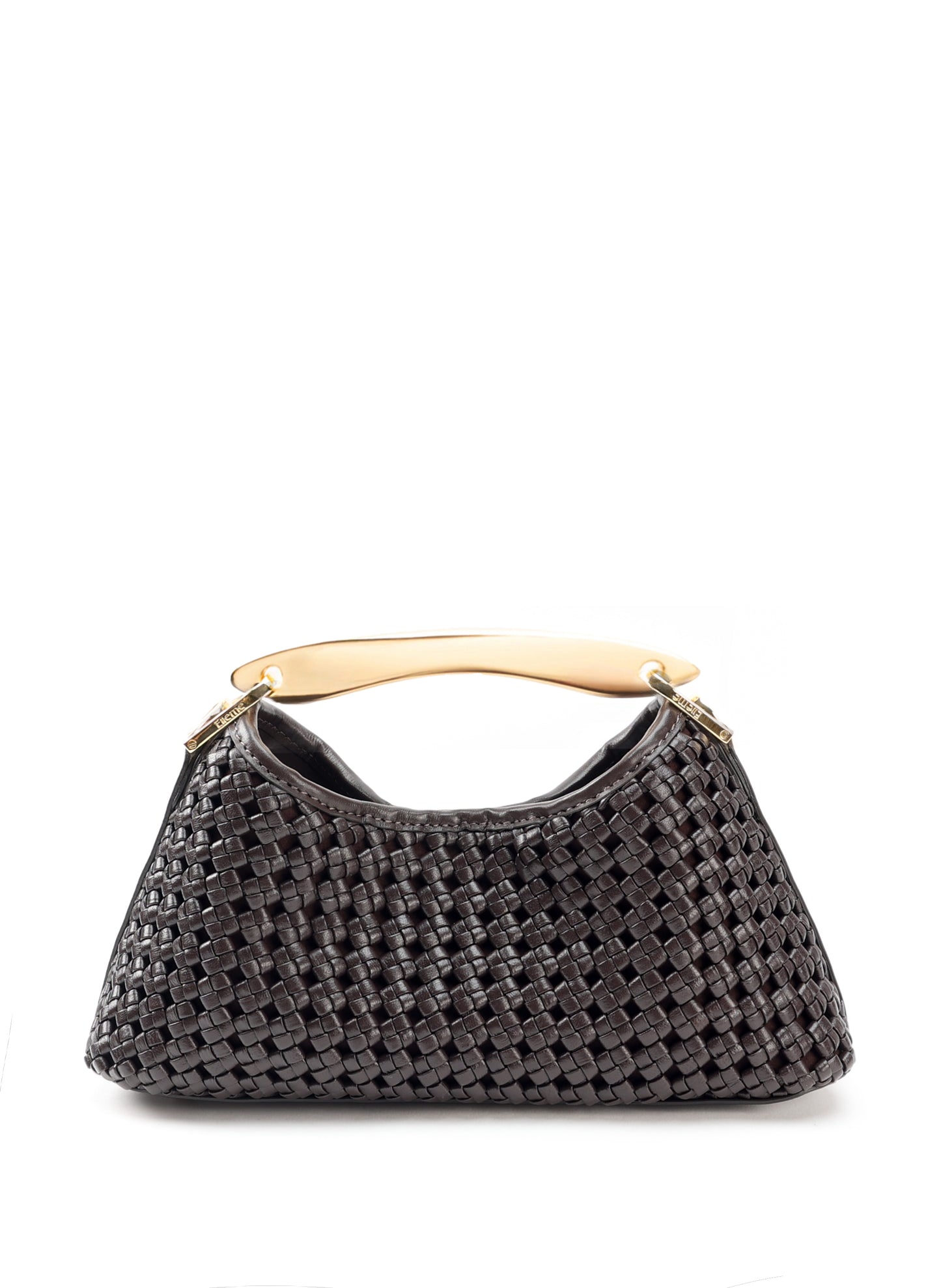 Mini Boomerang Woven Leather Dark Brown