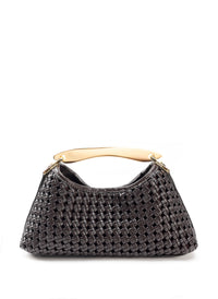 Mini Boomerang Woven Leather Dark Brown