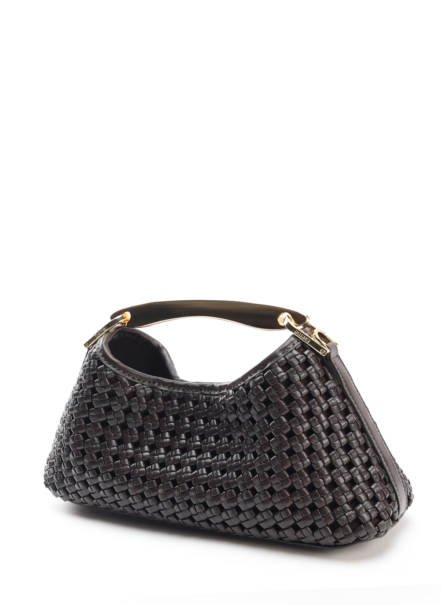Mini Boomerang Woven Leather Dark Brown