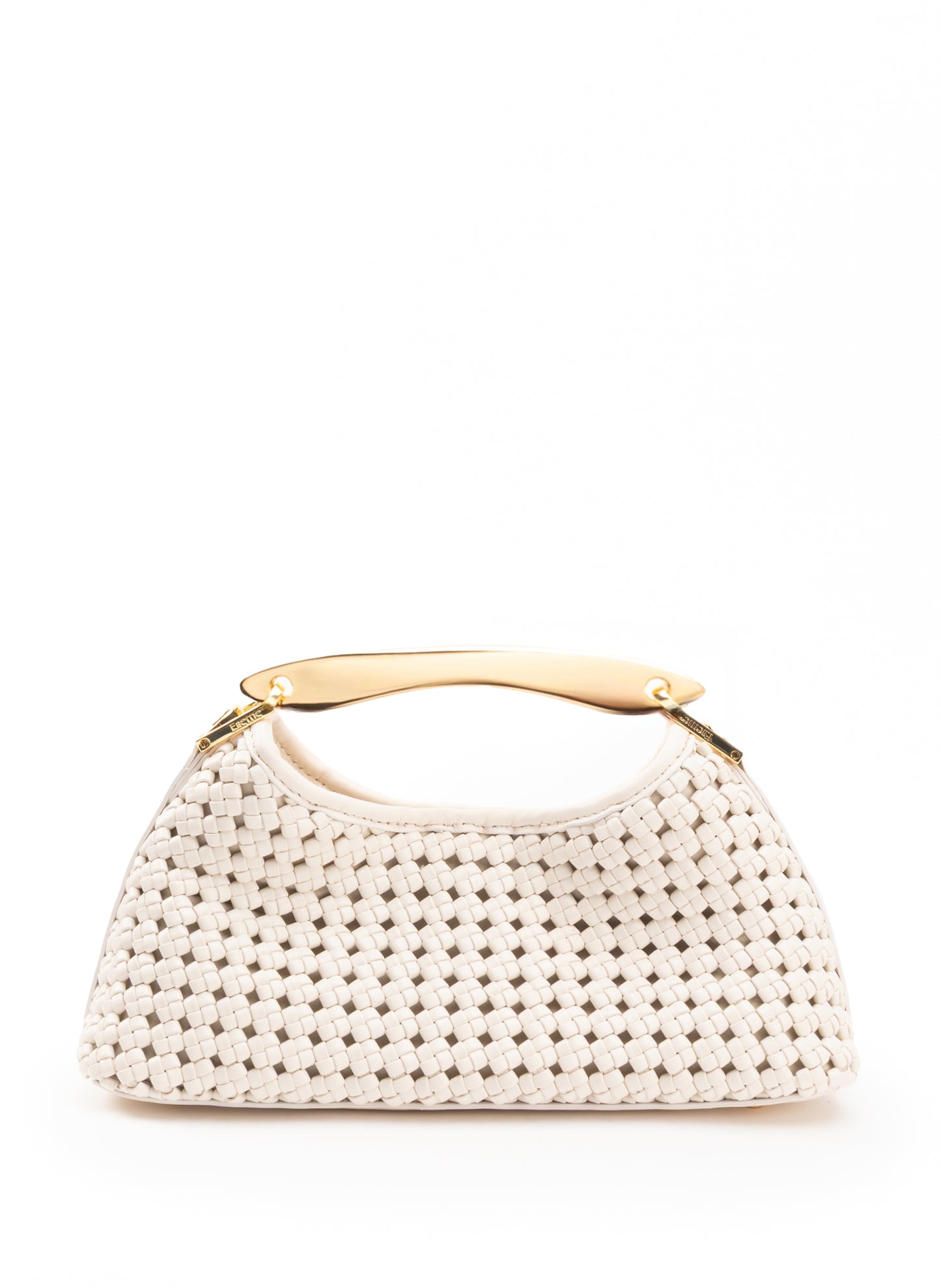 Mini Boomerang Woven Leather Ivory